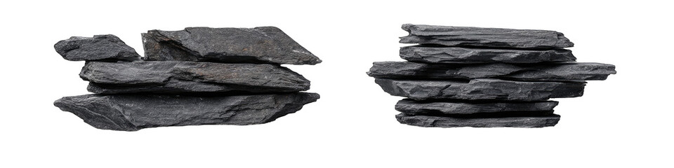 Two dark gray rock formations