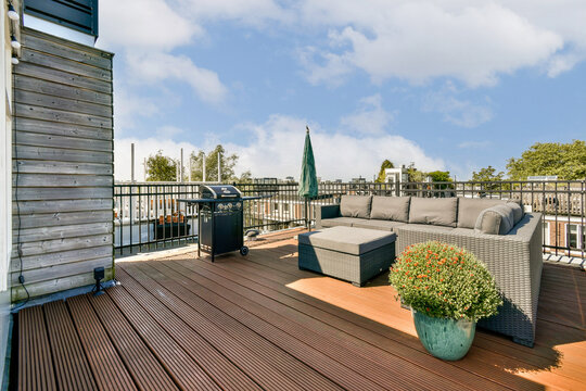 Modern Rooftop Terrace with Seating Area
