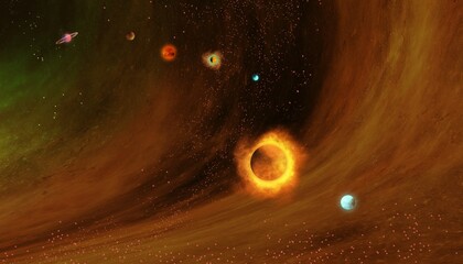 Stars in the solar system drawn on a tablet, used as a background for astronomy.
