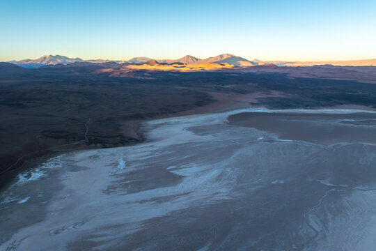 Aerial view of salt flats in La Puna, Argentina