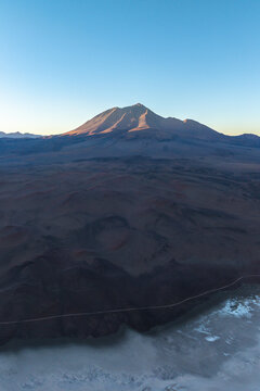 Aerial view of saline landscapes in La Puna, Argentina