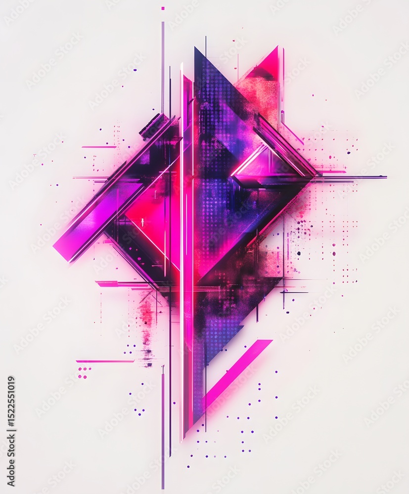 Aufkleber vibrant geometric shapes, bursts of pink and purple intersect with lines, an abstract composition of