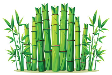 Naklejka premium Illustration of a group of green bamboo stems on a white background