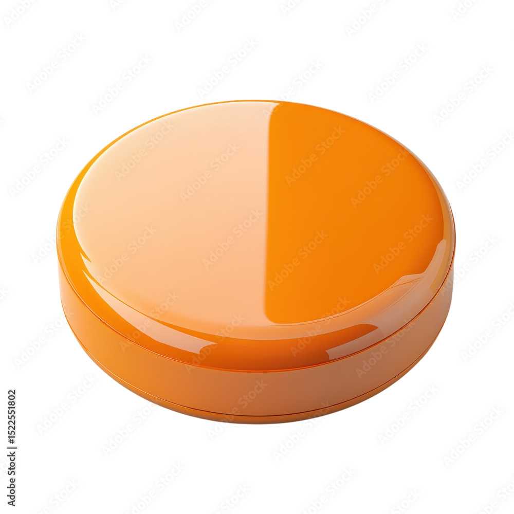 Aufkleber orange button glossy isolated design element shiny circle illustration on transparent background