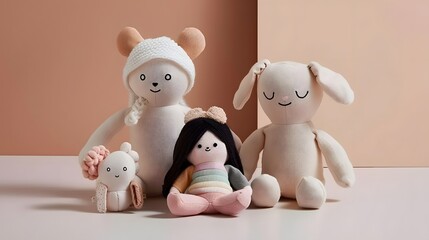 Adorable Soft Toys Collection for Children, Featuring Cuddly Animals and Colorful Accessories