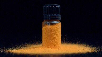 Dramatic Orange Powder Explosion   Glass Bottle