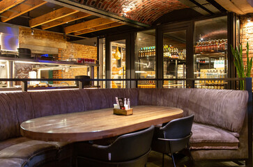 Interior of cozy classic european restaurant