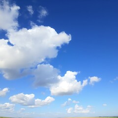 Beautiful blue sky with fluffy white clouds.