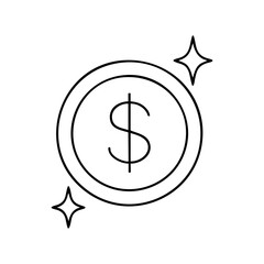 Dollar Coin Icon with Sparkles for Value