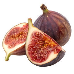 Freshly cut figs with vibrant red flesh displayed on a sleek black background