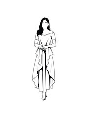 Line Art of a Woman's Beautiful Clothes