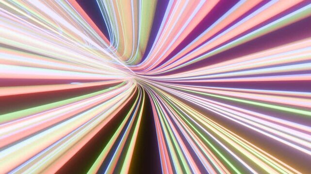 a colorful light tunnel with many lines
