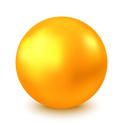 Golden glossy 3d ball or  orange  reflective pearl.