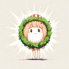 Adorable Anime Girl with Wreath