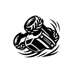 Monster truck drifting logo icon with transparent background