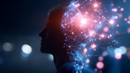 Innovative fusion of human thought and technology at nighttime urban setting