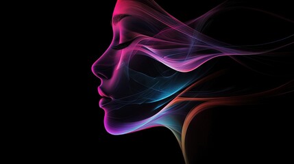 Naklejka premium Abstract profile of a woman's face, outlined in vibrant colors.