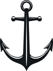 Anchor Shape in Silhouette Vector | Nautical Black Vector Art Illustration