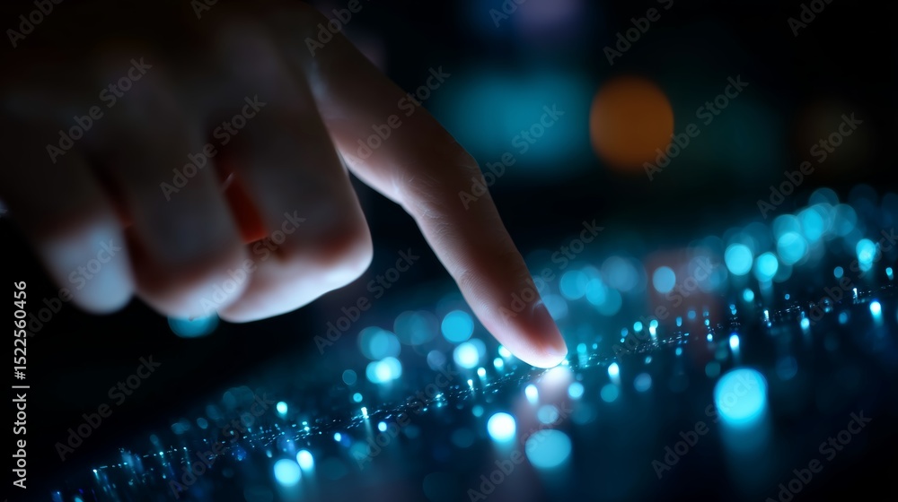 Poster exploring digital interfaces through tactile interaction with luminous touch-sensitive technology