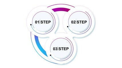 Animation 3 step infographic modern style for business video concept, 4k video Motion Graphic animated