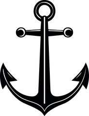 Anchor Shape in Silhouette Vector | Nautical Black Vector Art Illustration