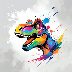 Rainbow Tyrannosaurus Rex Splash Art