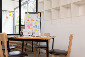 Presentation dashboard analysis data in modern office and meeting room.
