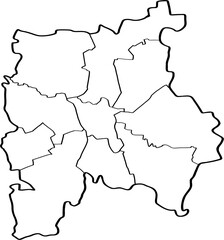 freehand drawing of Leipzig city map.