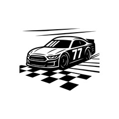 Race car racing event logo icon with transparent background © Momo