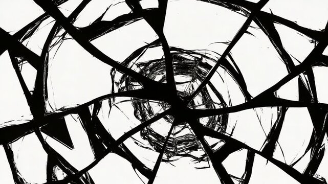 Xray photograph of abstract anatomical pattern created with black ink lines and circular motion