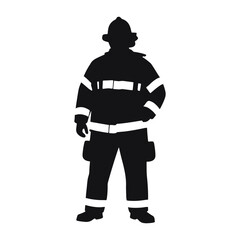 Firefighter black logo silhouette vector