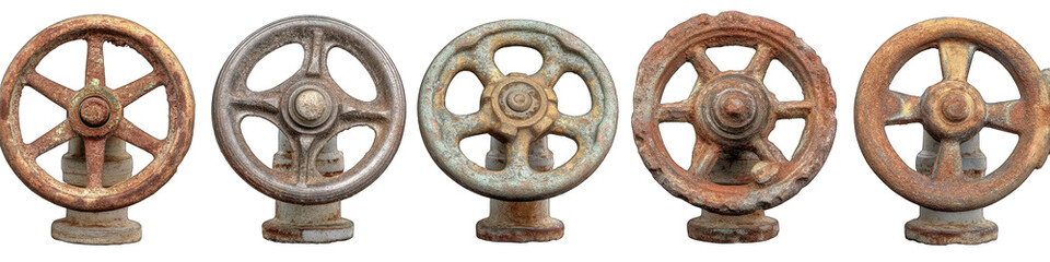 Five antique-style wheels