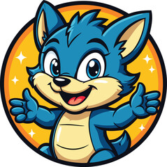 Energetic Blue Wolf Mascot Vector for Gaming and Teen Fashion