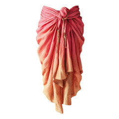 Elegant Coral Ombre Wrap Skirt Isolated on Transparent Background