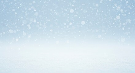 Light Blue Winter Snow Background with Falling Snowflakes