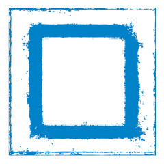 Blue grunge vector frame. A distressed square border with a rough, textured stamp effect. Perfect for adding a modern and edgy artistic touch to photos, posts, or designs.