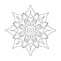 Elegant black and white floral mandala design for meditation and coloring pages