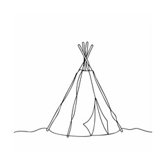 Teepee Line Art Illustration, Native American Dwelling Sketch © nidrarani