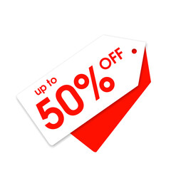 Red Sale PNG Label Up to 50% Off, Up to 50 Percent Red Tag PNG, Red Label Tag Shape with 50% Off Text