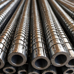 Steel reinforcement bars isolated on transparent background