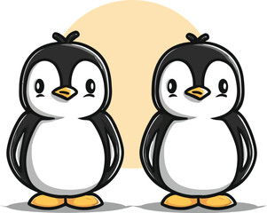 Fototapeta premium Penguin Cartoon Character Mascot Vector – Cute Arctic Bird with Flippers and Tuxedo Colors for Kids, Branding, or Winter Designs