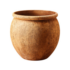 Rustic Round Terracotta Pot for Home Decor on a white background.