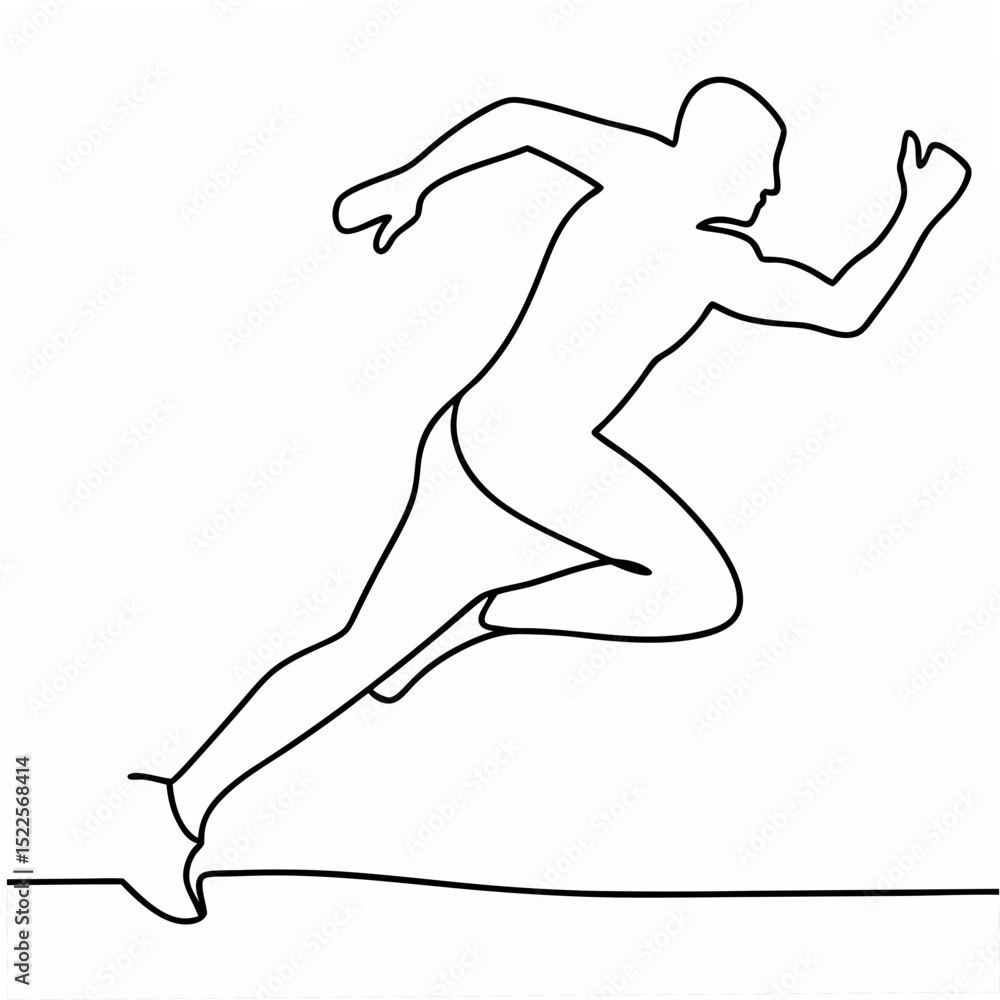 Poster dynamic line art of a running athlete depicting motion on a transparent background