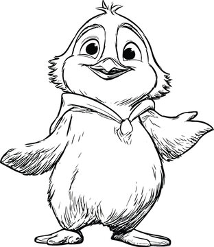 Penguin Cartoon Character Mascot Vector &ndash; Cute Arctic Bird with Flippers and Tuxedo Colors for Kids, Branding, or Winter Designs