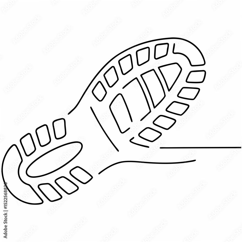 Poster minimalist vector illustration of a shoe sole showing tread pattern isolated on a white background