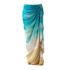 Turquoise Beach-Inspired Draped Skirt with Transparent Background