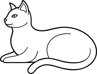 Minimalist Cat Line Drawing Illustration On Transparent Background