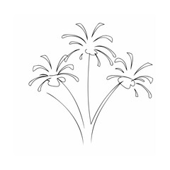 Simple outline illustration of three blooming floral sprays isolated on white background