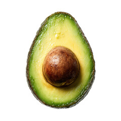 Vibrant Avocado Half on Black Background on a white background.