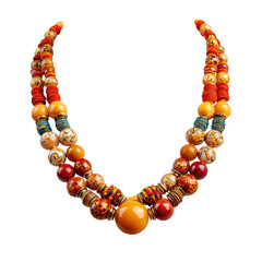 Vibrant Handmade Beaded Necklace with Transparent Background